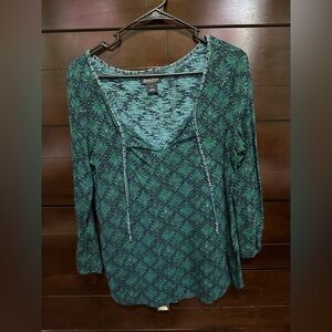 Lucky Brand Teal Patterned Blouse